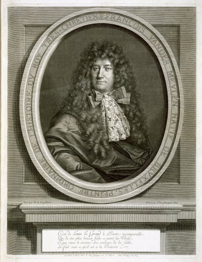 Adam Frans van der Meulen, engraved by Pierre Louis van Schuppen, 1687 by Nicolas de Largillière